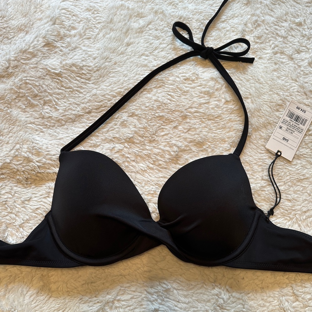 NWT Shade & Shore Bikini Cross Top 34B (black)